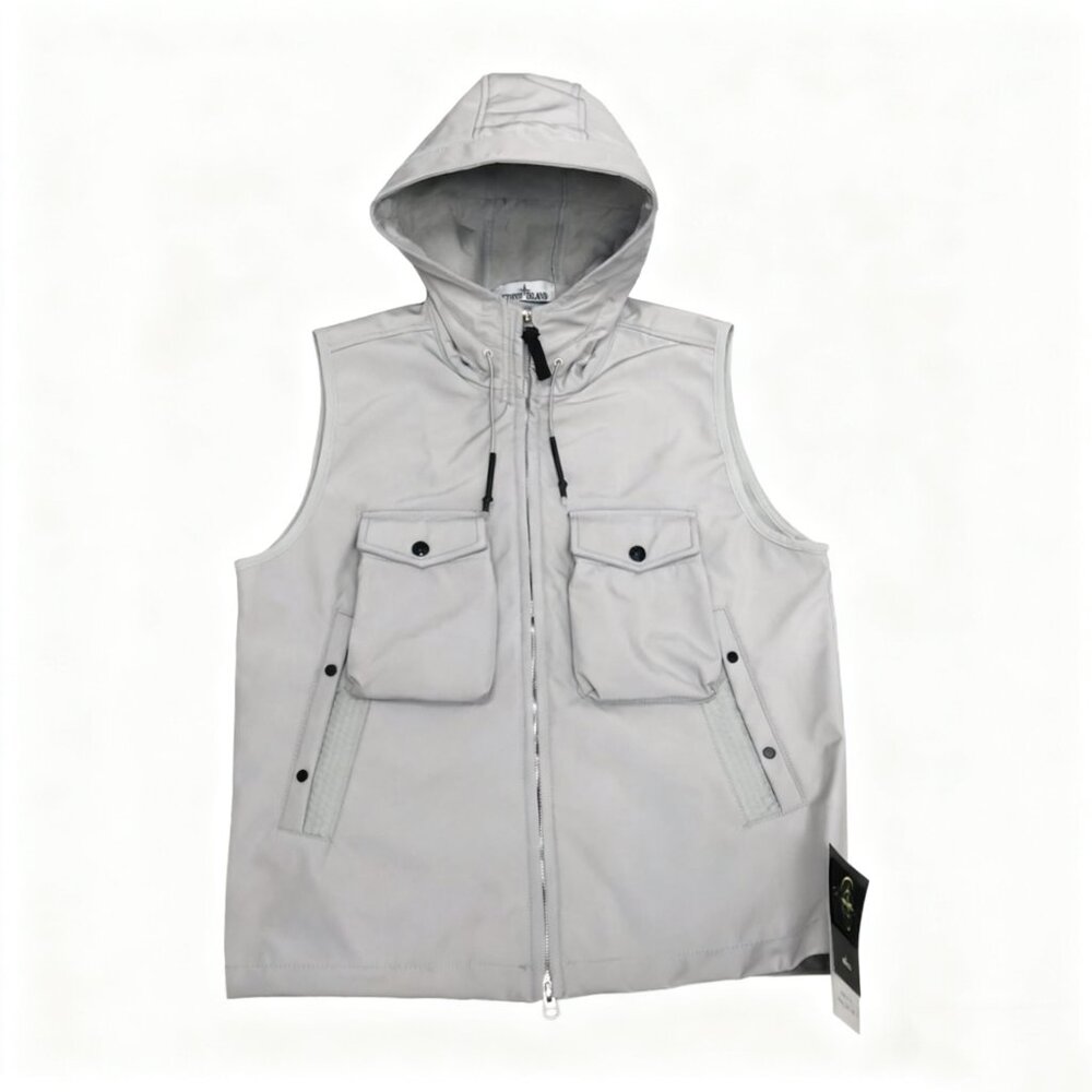 Stone Island Hooded Sleeveless Vest Light Gray